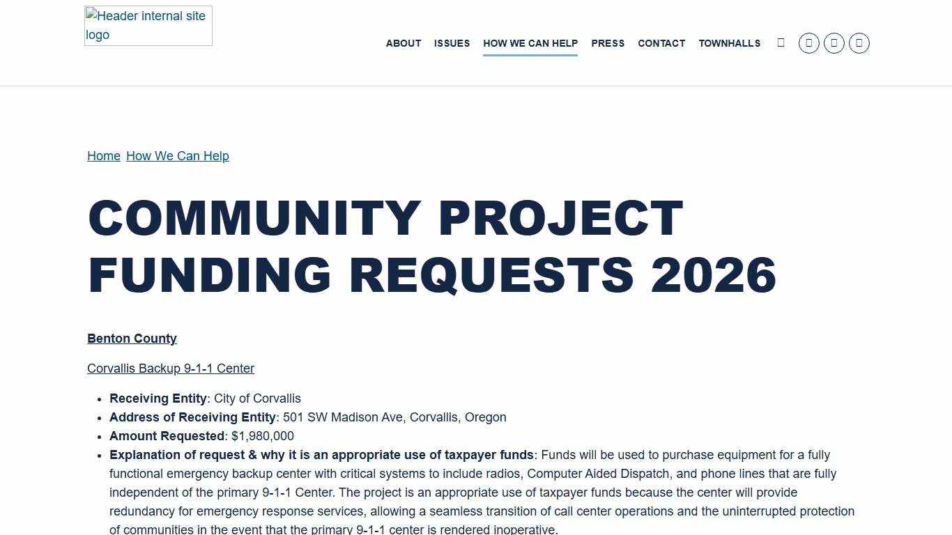Community Project Funding Requests 2026 How We Can Help Congresswoman Val Hoyle